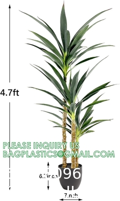 Artificial Tree 4.7Ft Faux Agave Plant with 3 Heads in Plastic Pot Fake Tree for Home Decor Indoor or Outdoor Office