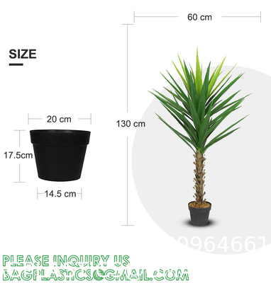 Artificial Tree 4.7Ft Faux Agave Plant with 3 Heads in Plastic Pot Fake Tree for Home Decor Indoor or Outdoor Office