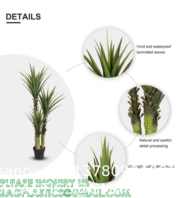 Artificial Tree 4.7Ft Faux Agave Plant with 3 Heads in Plastic Pot Fake Tree for Home Decor Indoor or Outdoor Office