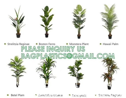 Artificial Plants Fake Banana Tree with Green Leaves in Plastic Pot Faux Strelitzia Jungle Tropical Plants Greenery