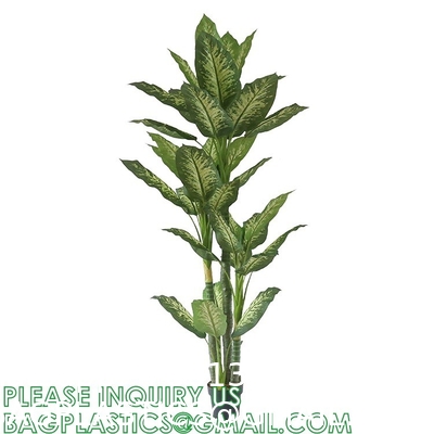 Artificial Green Dieffenbachia Plant 2 Pack - Faux Indoor Plant Spray - EverGreen Greenery For Home Or Office Decor