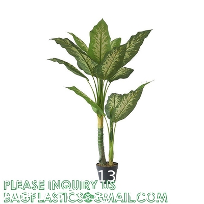 Artificial Green Dieffenbachia Plant 2 Pack - Faux Indoor Plant Spray - EverGreen Greenery For Home Or Office Decor