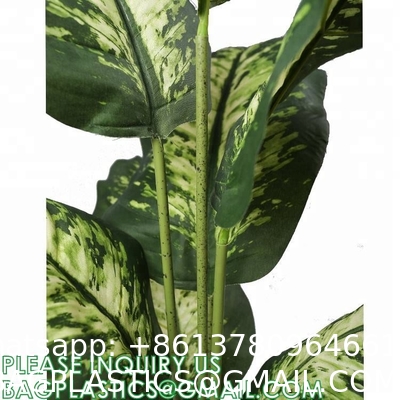 Artificial Green Dieffenbachia Plant 2 Pack - Faux Indoor Plant Spray - EverGreen Greenery For Home Or Office Decor