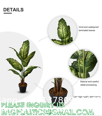 Artificial Green Dieffenbachia Plant 2 Pack - Faux Indoor Plant Spray - EverGreen Greenery For Home Or Office Decor