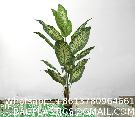 Artificial Green Dieffenbachia Plant 2 Pack - Faux Indoor Plant Spray - EverGreen Greenery For Home Or Office Decor