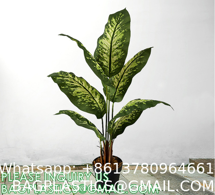 Artificial Green Dieffenbachia Plant 2 Pack - Faux Indoor Plant Spray - EverGreen Greenery For Home Or Office Decor
