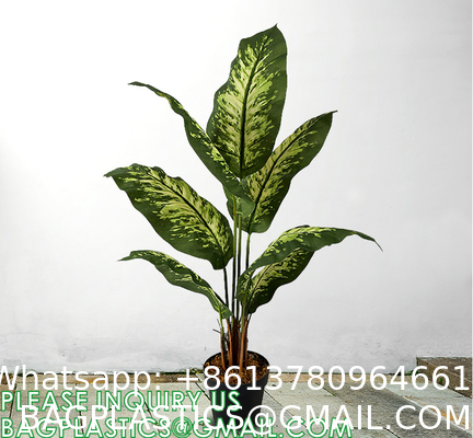 Artificial Green Dieffenbachia Plant 2 Pack - Faux Indoor Plant Spray - EverGreen Greenery For Home Or Office Decor