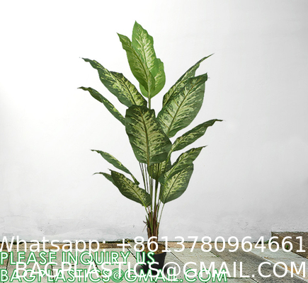 Artificial Green Dieffenbachia Plant 2 Pack - Faux Indoor Plant Spray - EverGreen Greenery For Home Or Office Decor