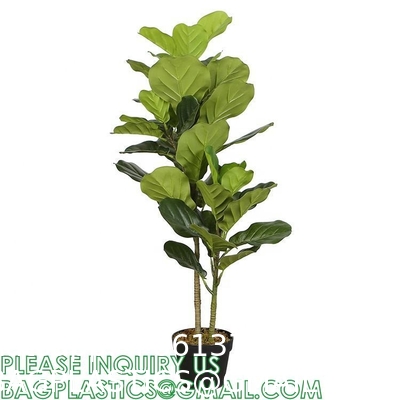 Artificial Fiddle Leaf Fig Tree/Faux Ficus Lyrata for Home Office Decoration, Ships in Silvery Gray Planter