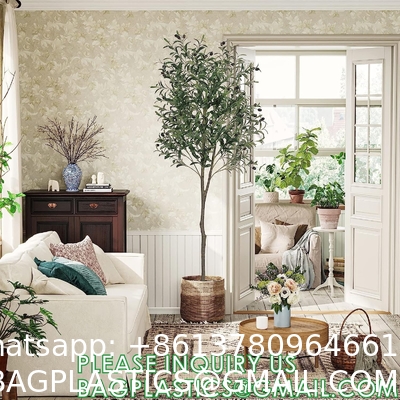 Artificial Olive Tree 6ft Tall Fake Potted Olive Silk Tree with Planter Large Faux Olive Branches and Fruits