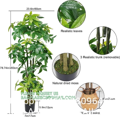 Artificial Trees Tall Faux Money Tree Big Fake Floor Plants Silk Trees Indoor Pachira Aquatica with 31 Branches