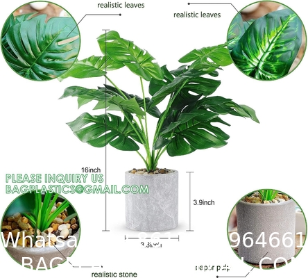 Fake Plants 16" Faux Plants Artificial Potted Plants Indoor for Home Office Farmhouse Kitchen Bathroom Table Shelf