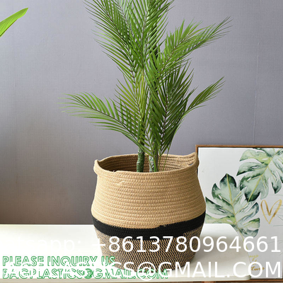 Home Decoration Basket For Plants Cotton Rope Woven Rattan Flower Pots Planter Cotton Rope Woven Rattan Flower Pots