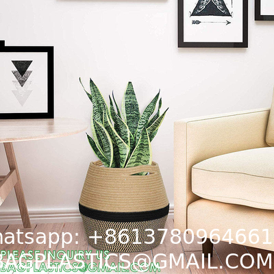 Home Decoration Basket For Plants Cotton Rope Woven Rattan Flower Pots Planter Cotton Rope Woven Rattan Flower Pots