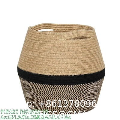 Home Decoration Basket For Plants Cotton Rope Woven Rattan Flower Pots Planter Cotton Rope Woven Rattan Flower Pots