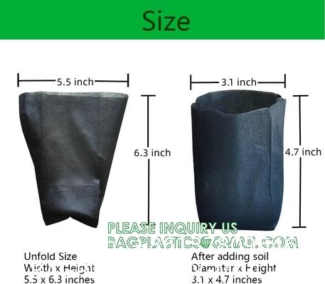Nursery Growing Bags Large, 7.8x8.6 inches Biodegradable Fabric Seedling Grow Bag, Seed Starting Pots Pouches