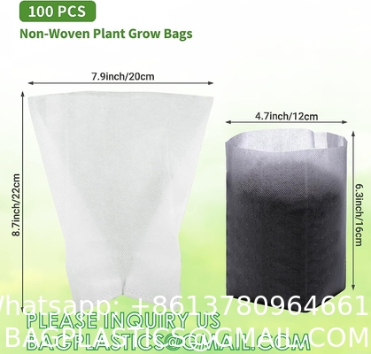 Nursery Growing Bags Large, 7.8x8.6 inches Biodegradable Fabric Seedling Grow Bag, Seed Starting Pots Pouches