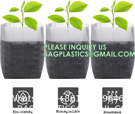 Nursery Growing Bags Large, 7.8x8.6 inches Biodegradable Fabric Seedling Grow Bag, Seed Starting Pots Pouches