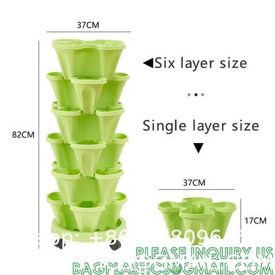 Stackable Planter, Vertical Garden Planter, Strawberry Planter, Indoor/Outdoor, 5 Tier Garden Tower, Herb Plant