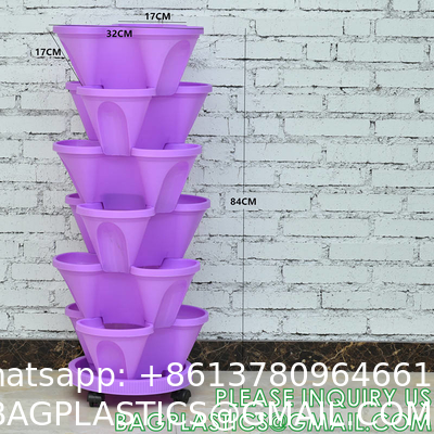 Stackable Planter, Vertical Garden Planter, Strawberry Planter, Indoor/Outdoor, 5 Tier Garden Tower, Herb Plant