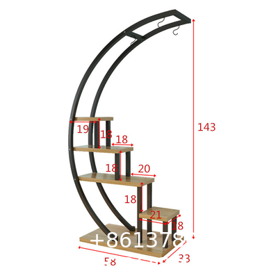 Metal Plant Stand Creative Half Moon Shape Ladder Flower Pot Stand Rack for Home Patio Lawn Garden Balcony Holder
