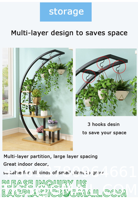 Metal Plant Stand Creative Half Moon Shape Ladder Flower Pot Stand Rack for Home Patio Lawn Garden Balcony Holder