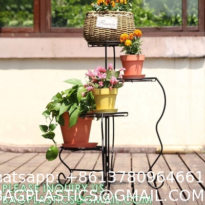 Plant Stand Indoor Outdoor, Plant Shelf Multiple Flower Pot Holder, Metal Wrought Iron Planter Shelf Plant Display