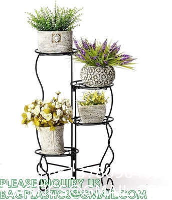Plant Stand Indoor Outdoor, Plant Shelf Multiple Flower Pot Holder, Metal Wrought Iron Planter Shelf Plant Display