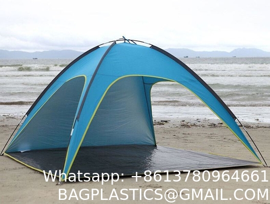 Beach Tent Sun Shelter - Portable Sun Shade Instant Tent for Beach Carrying Bag, Stakes, 6 Sand Pockets, Anti UV