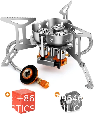 6800W Windproof Camp Stove Camping Gas Stove with Fuel Canister Adapter, Piezo Ignition, Carry Case, Portable