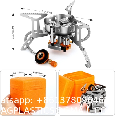 6800W Windproof Camp Stove Camping Gas Stove with Fuel Canister Adapter, Piezo Ignition, Carry Case, Portable