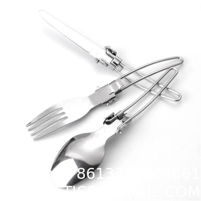 Stainless Steel Folding Knife Spoon Fork, Camping Utensils Set Foldable Travel Utensils with Case Stainless