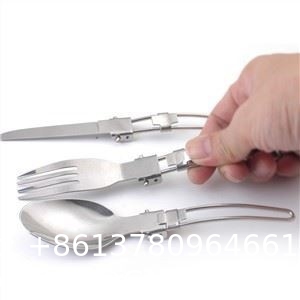Stainless Steel Folding Knife Spoon Fork, Camping Utensils Set Foldable Travel Utensils with Case Stainless
