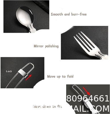 Stainless Steel Folding Knife Spoon Fork, Camping Utensils Set Foldable Travel Utensils with Case Stainless