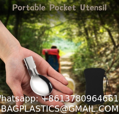Stainless Steel Folding Knife Spoon Fork, Camping Utensils Set Foldable Travel Utensils with Case Stainless