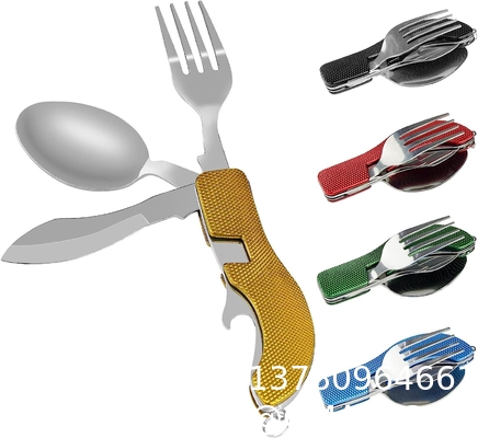 Stainless Steel Folding Knife Spoon Fork, Camping Utensils Set Foldable Travel Utensils with Case Stainless