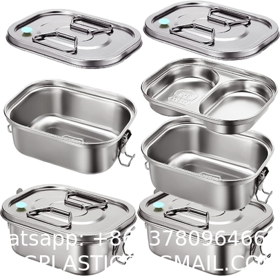Stainless Steel Bento Box Metal Lunch Box Containers Leak-proof For Adults Dual Tiers Metal Lunch Box Container