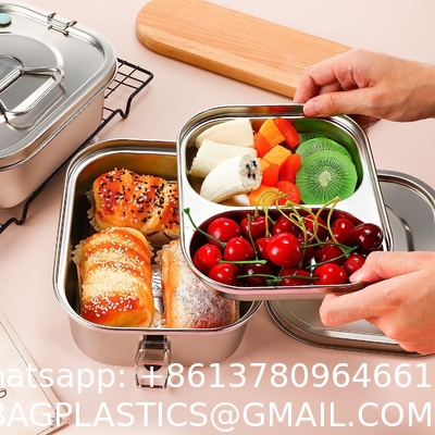 Stainless Steel Bento Box Metal Lunch Box Containers Leak-proof For Adults Dual Tiers Metal Lunch Box Container