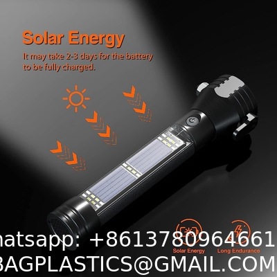 Solar Power Flashlight, Ultra Bright Flashlight, High Lumens, USB Rechargeable, 5 Modes for Outdoor, Camping