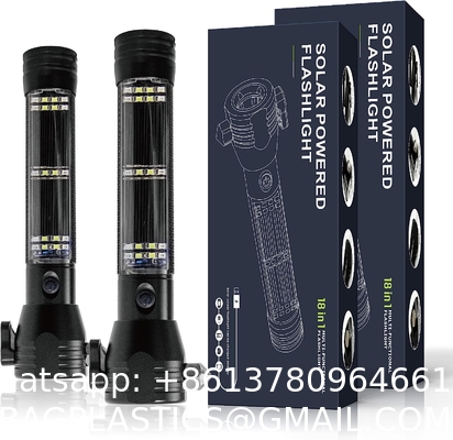 Solar Power Flashlight, Ultra Bright Flashlight, High Lumens, USB Rechargeable, 5 Modes for Outdoor, Camping