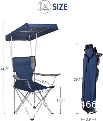 Camping Folding Chair With Umbrella, Recliner Chairs, Beach Chair Adults Camping Chair High Back with Umbrella
