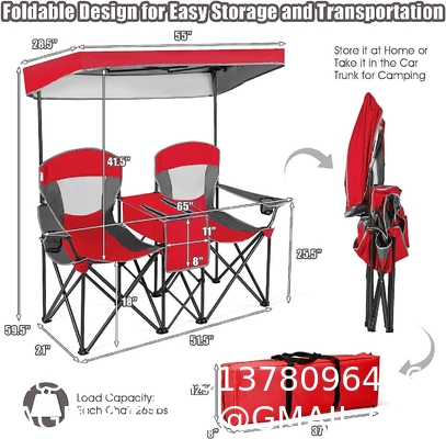 Camping Folding Chair With Umbrella, Recliner Chairs, Beach Chair Adults Camping Chair High Back with Umbrella