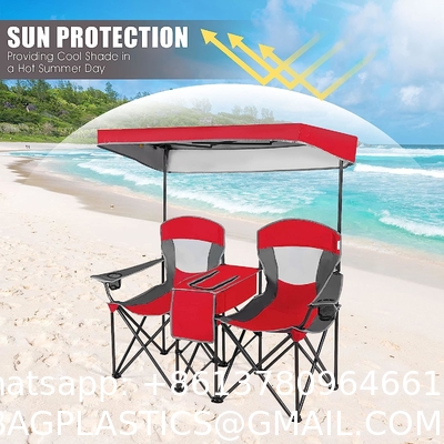 Camping Folding Chair With Umbrella, Recliner Chairs, Beach Chair Adults Camping Chair High Back with Umbrella
