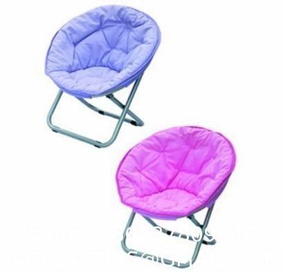 Saucer Chair with Folding Metal Frame, 100% Cotton Handmade Round Cozy Chairs, Exquisite Moon Chair for Bedroom