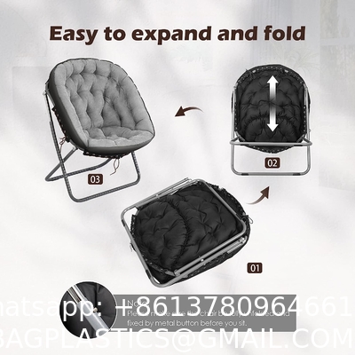 Folding Moon Chair - Large Saucer UFO Chair with Collapsible Metal Frame, Moon Round Camping Chair