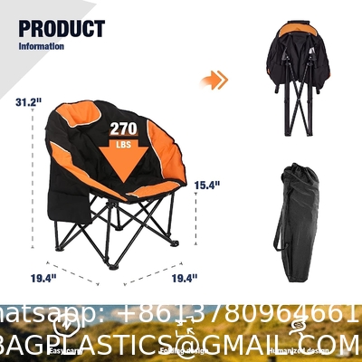 Folding Moon Chair - Large Saucer UFO Chair with Collapsible Metal Frame, Moon Round Camping Chair