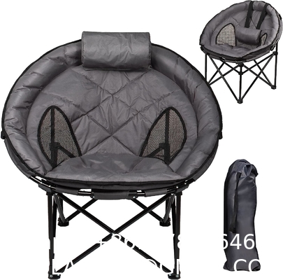 Folding Moon Chair - Large Saucer UFO Chair with Collapsible Metal Frame, Moon Round Camping Chair