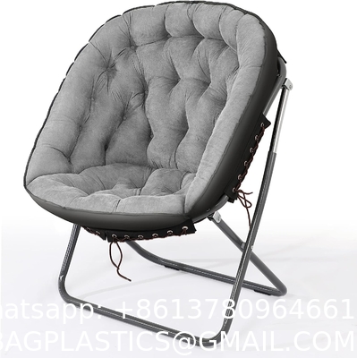 Folding Moon Chair - Large Saucer UFO Chair with Collapsible Metal Frame, Moon Round Camping Chair