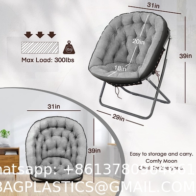 Folding Moon Chair - Large Saucer UFO Chair with Collapsible Metal Frame, Moon Round Camping Chair