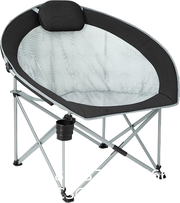 Folding Moon Chair - Large Saucer UFO Chair with Collapsible Metal Frame, Moon Round Camping Chair